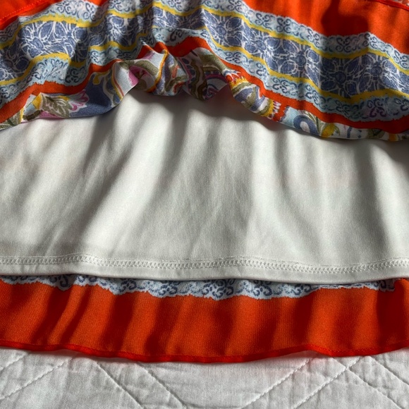 Emma and Michele Bell Sleeve Keyhole Printed Dress Large Knee Length Colorful - Picture 9 of 12